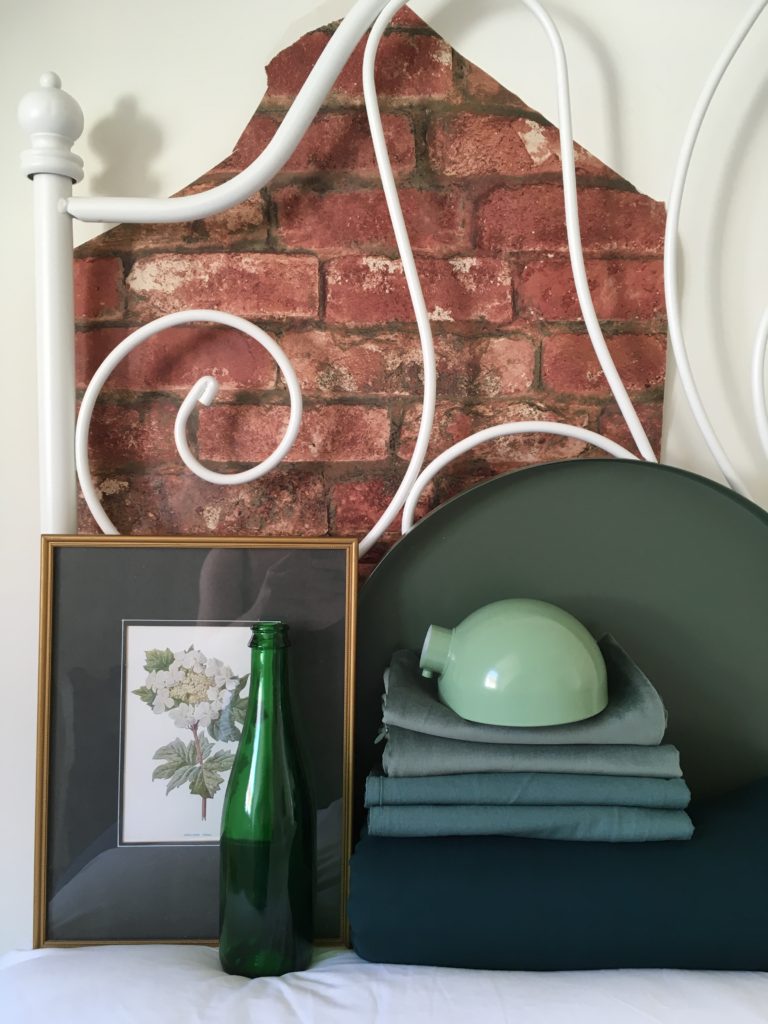 Styleboard green brick flower bedroom brick wallpaper