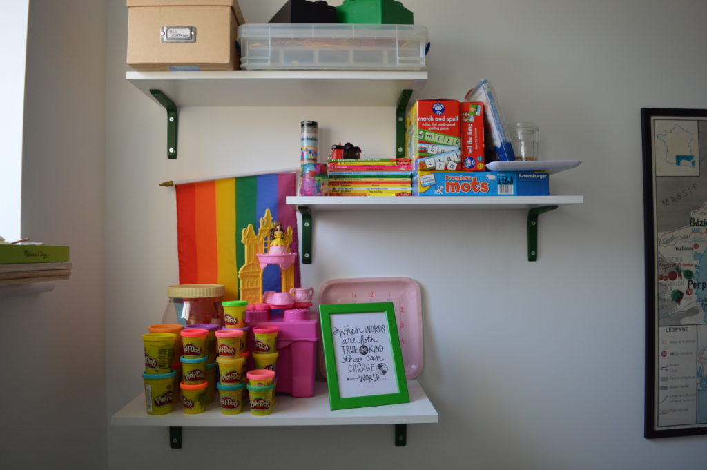 Playroom shelves