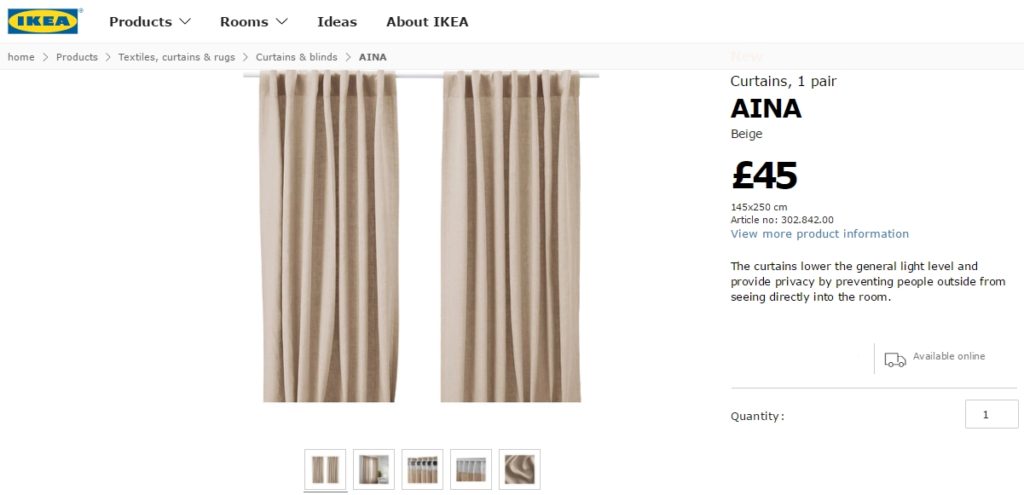 Ikea AINA Linen curtains