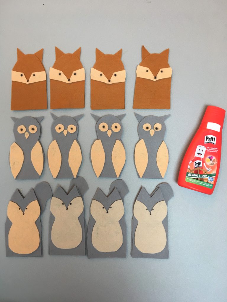 Easy woodland felt animal finger puppets