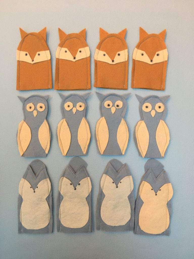 Easy woodland felt animal finger puppets