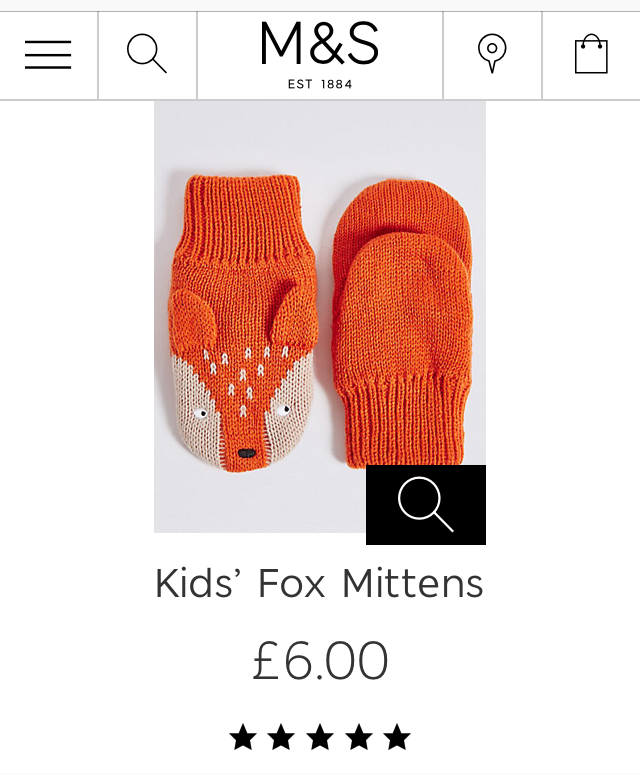 M&S Kids’ Fox Mittens