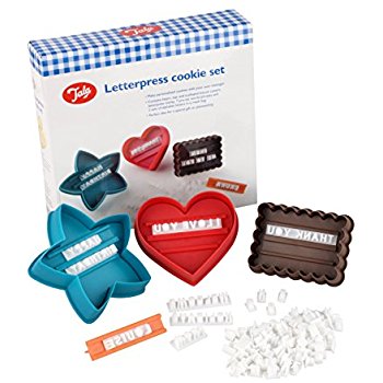 VonShef Cookie Cutter with Personalised Letterpress Stamp Embosser