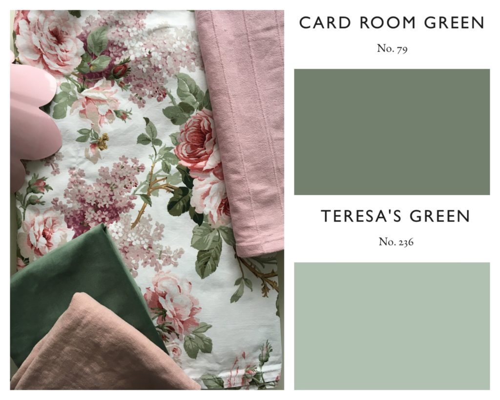 Pink and green bedroom styleboard