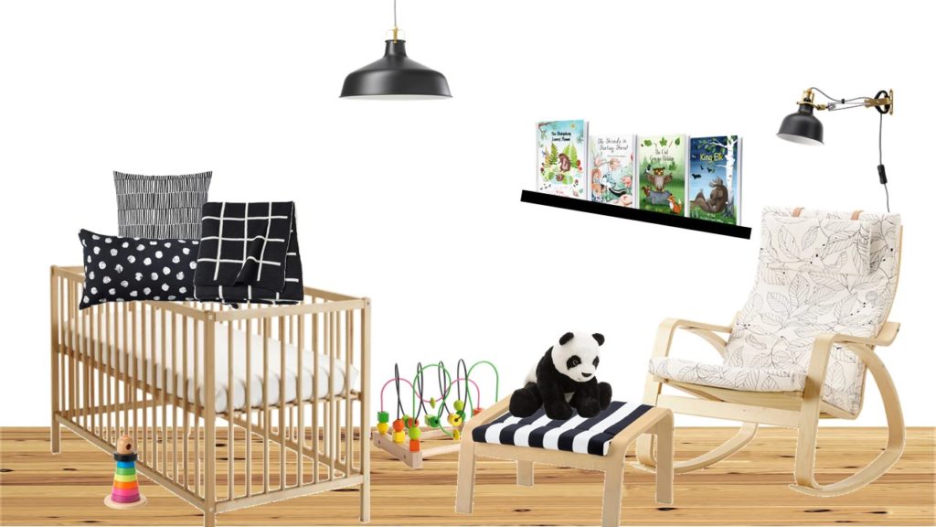 Monochrome gender neutral IKEA nursery