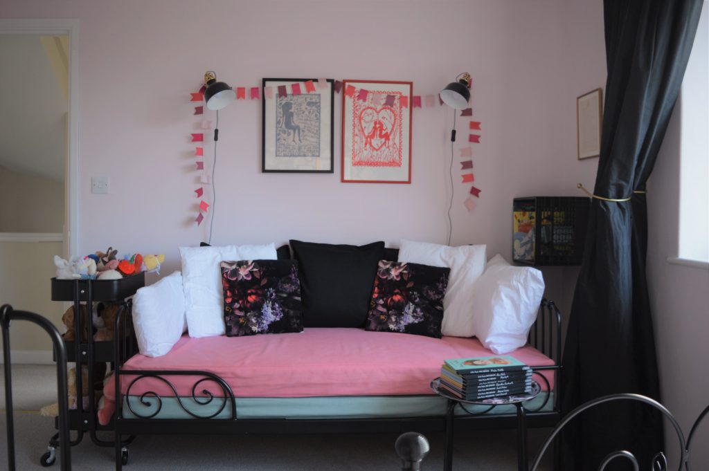 Girl shared bedroom pink floral