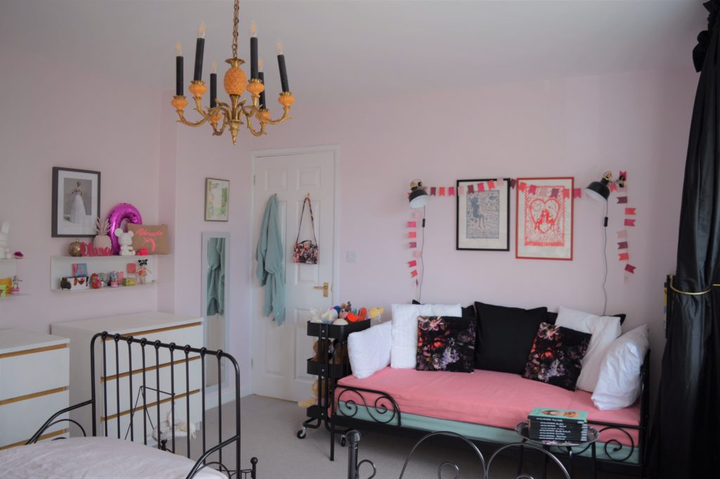 Girl shared bedroom pink floral