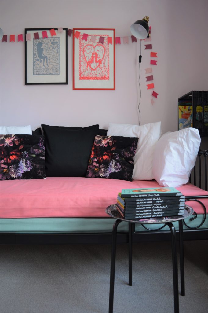 Girl shared bedroom pink floral