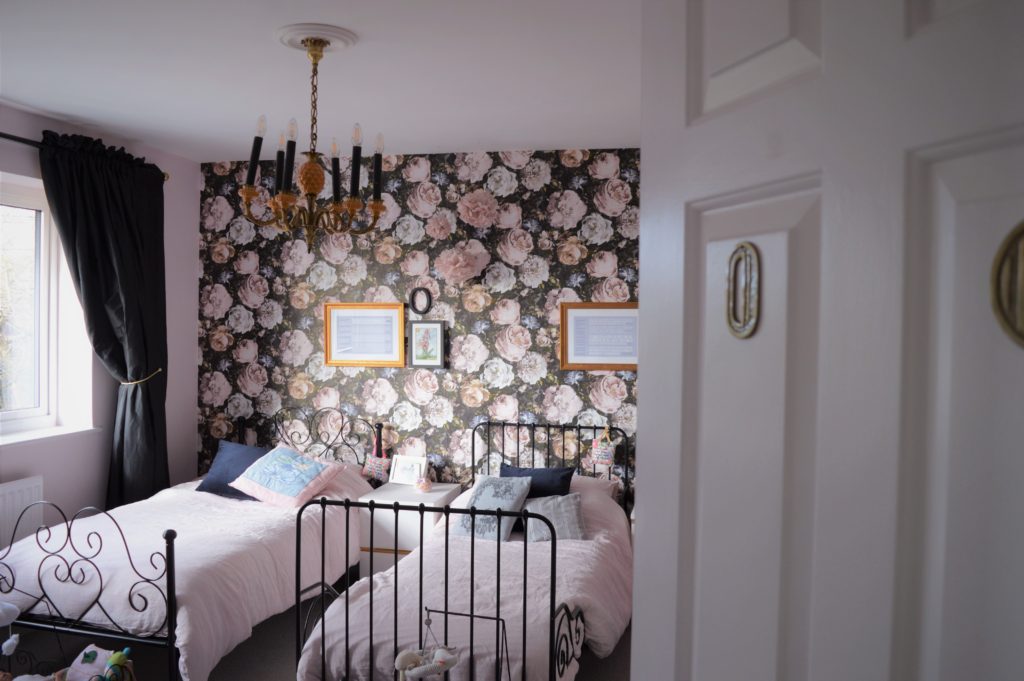 Girl shared bedroom pink floral