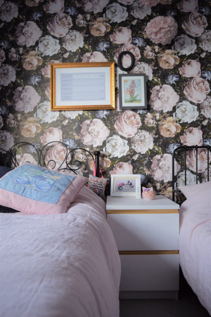 Girl shared bedroom pink floral