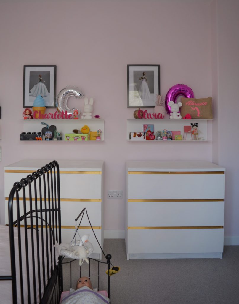 Girl shared bedroom pink floral