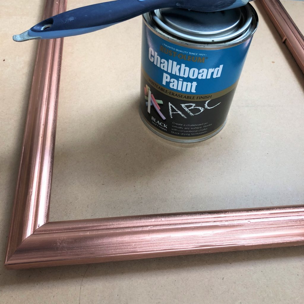 Rustoleum chalk board with copper frame
