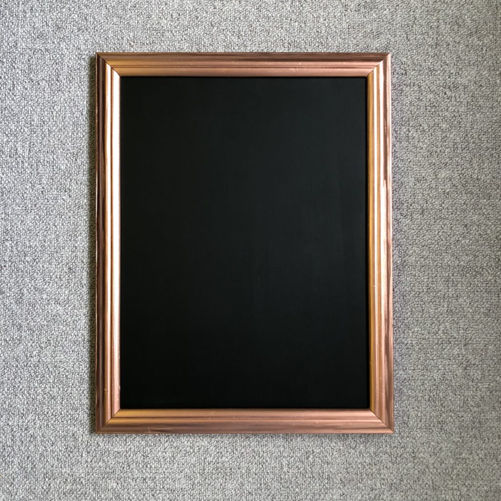 Rustoleum chalk board with copper frame