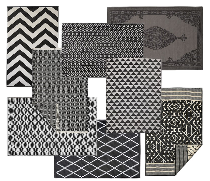 Outdoor rugs monochrome