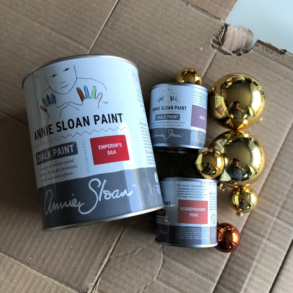 Annie Sloan challk paint painted Christmas baubles