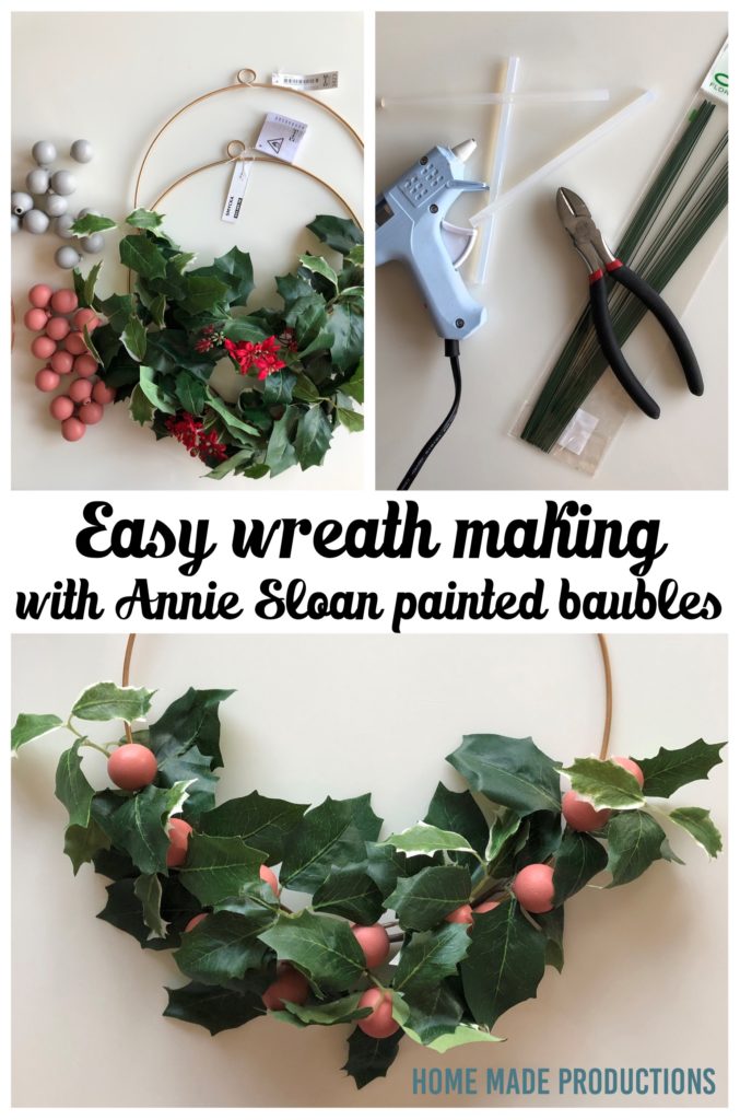 Annie Sloan painted bauble wreath how to Home Made Productions