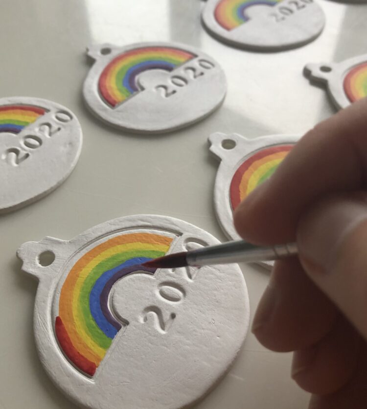 How to: make 2020 rainbow air dry clay ornaments